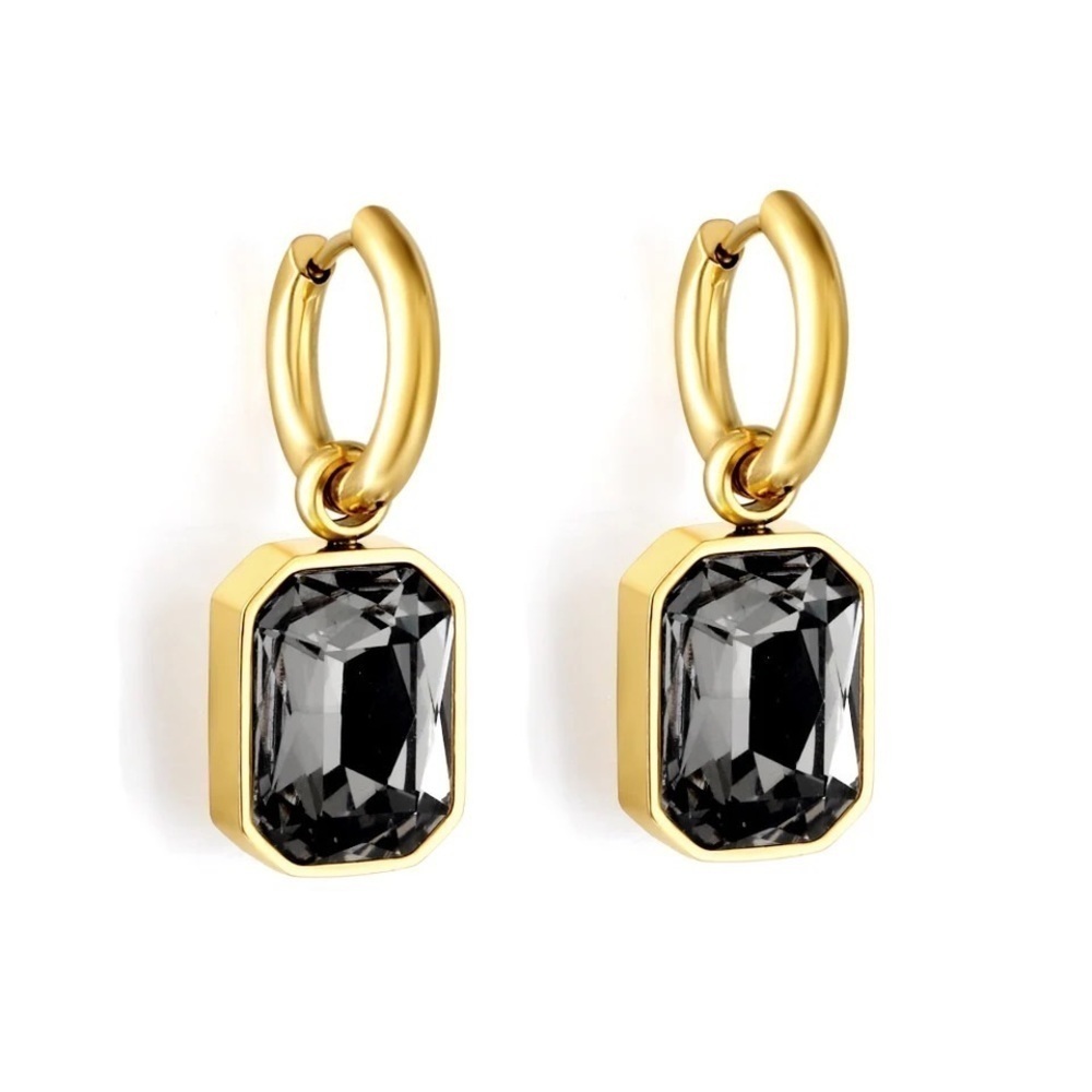 18k Gold Plated Cubic Zirconia Drop Hoop Earrings